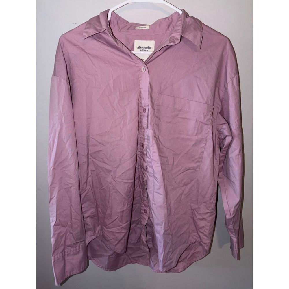 Abercrombie & Fitch Womens Oversized Poplin Button Up Shirt Mauve Pink E0231 - Picture 2 of 4